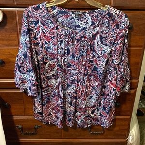 Cute blue and red paisley blouse.